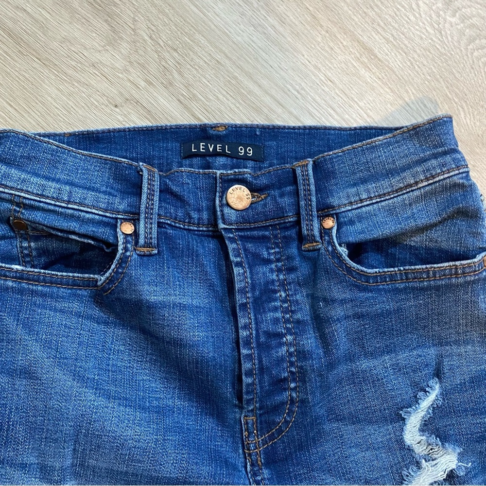 Level 99 Distressed Blue High Waist Jeans - Picture 11 of 12